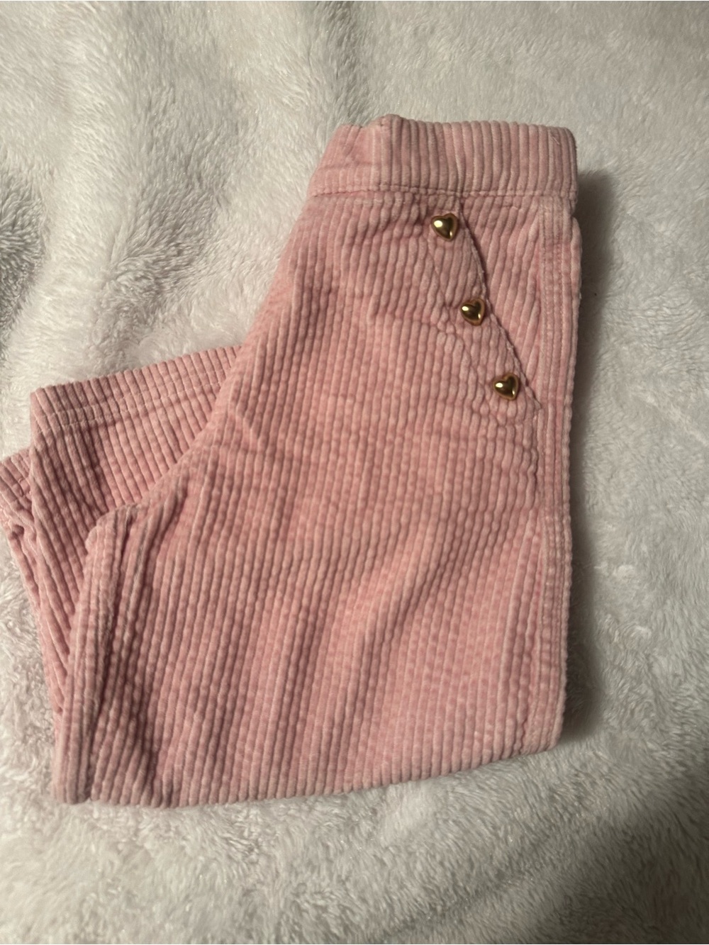 Old Navy Pink Corduroy Kids Pants with Gold Heart Buttons